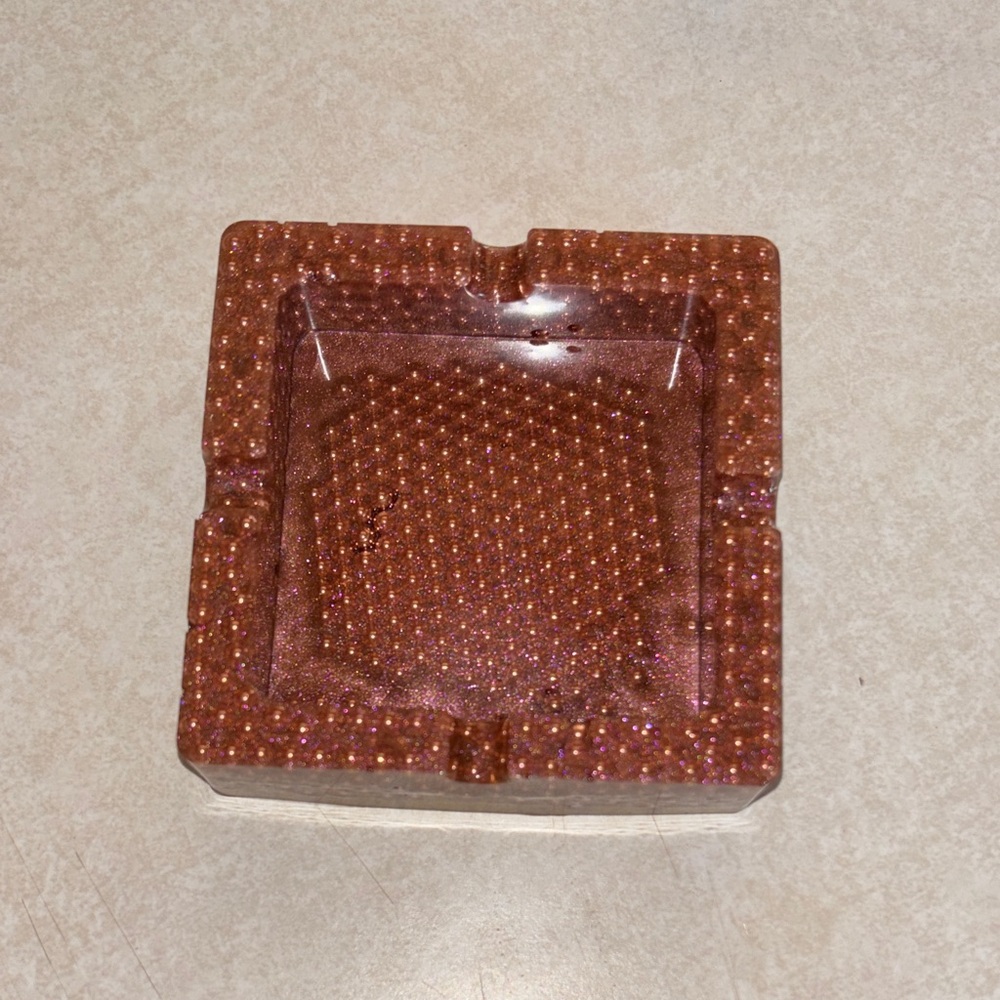 Textured Square Brown Ashtray
